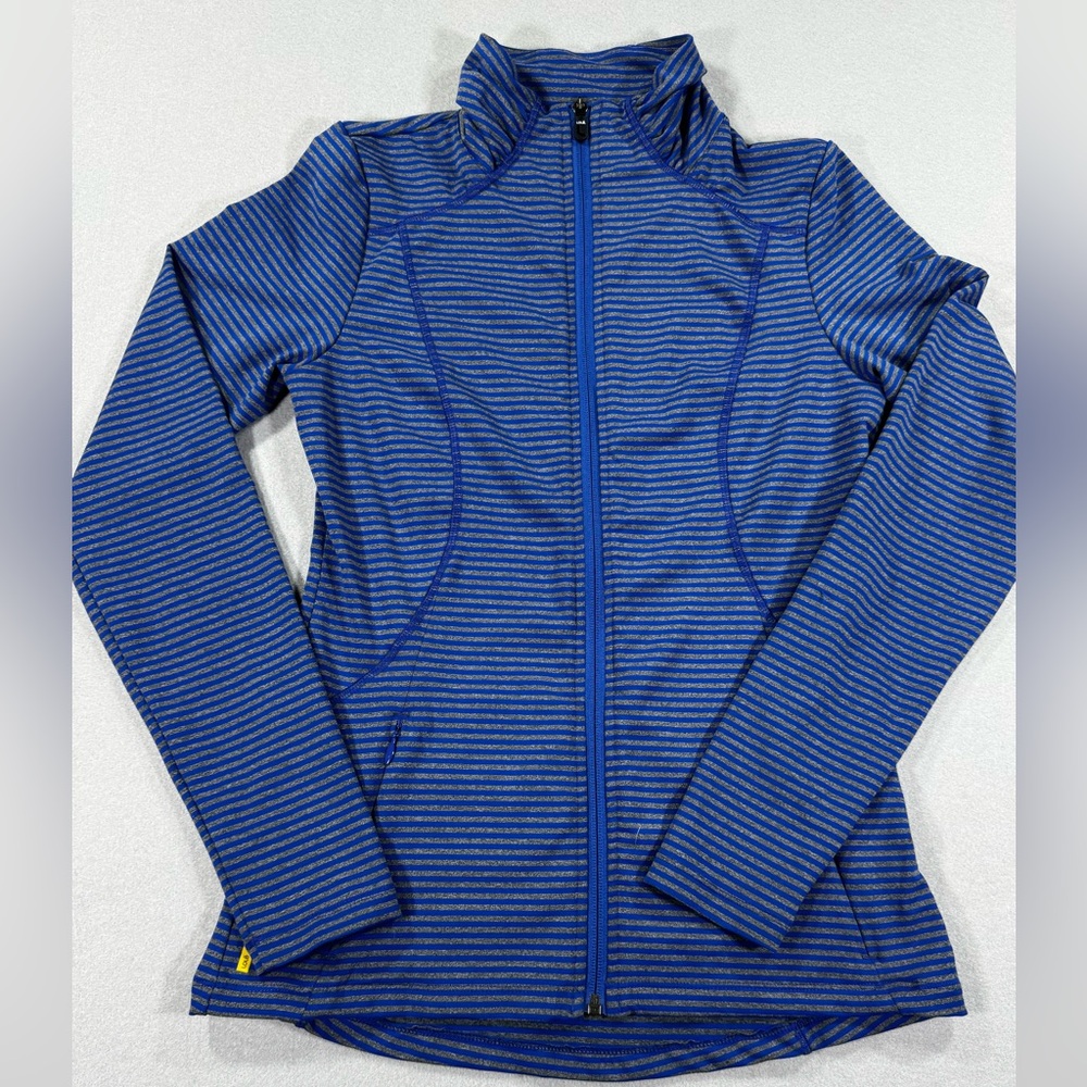 Women’s Lole Blue and Grey Striped Zip-Up Jacket
